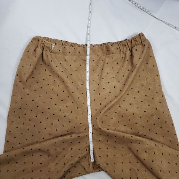 VINTAGE 80s/90s CACHE pants tan high waist textured dot pull‎ on M - Picture 9 of 12